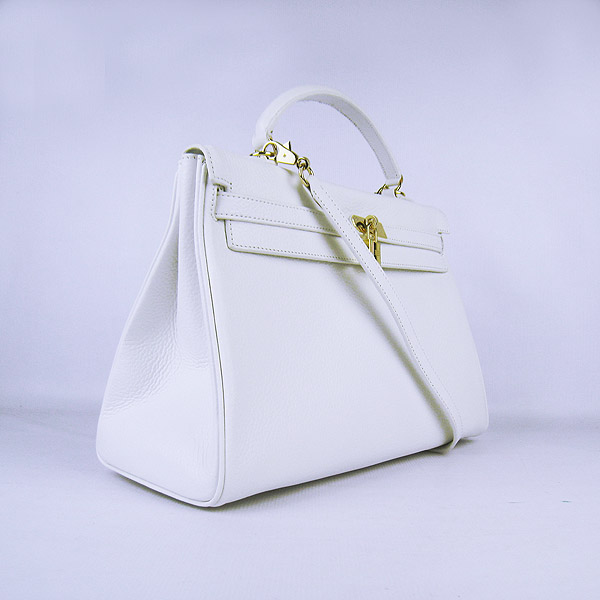 High Quality Hermes Kelly 35CM Togo Leather Bag White 6308